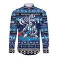 Personalized Kangaroos Rugby Xmas Long Sleeve Button Shirt Australia AFL Mascot