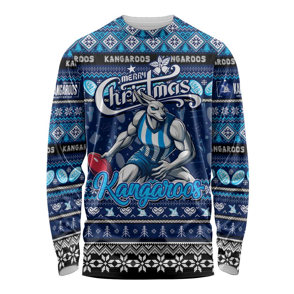 Personalized Kangaroos Rugby Xmas Long Sleeve Shirt Australia AFL Mascot