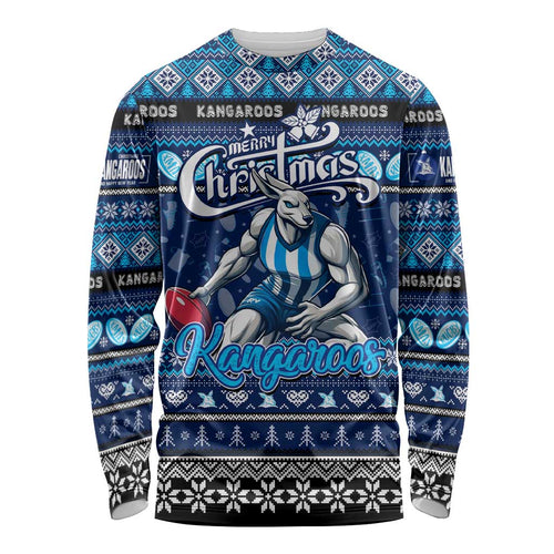 Personalized Kangaroos Rugby Xmas Long Sleeve Shirt Australia AFL Mascot
