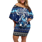 Personalized Kangaroos Rugby Xmas Off Shoulder Short Dress Australia AFL Mascot