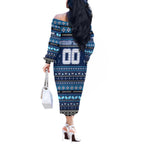 Personalized Kangaroos Rugby Xmas Off The Shoulder Long Sleeve Dress Australia AFL Mascot