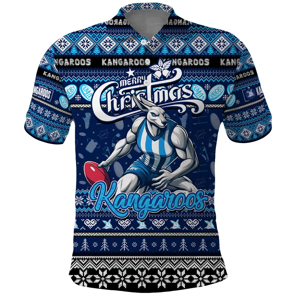 Personalized Kangaroos Rugby Xmas Polo Shirt Australia AFL Mascot