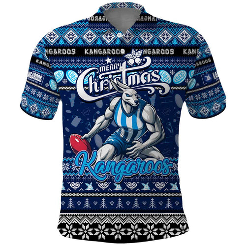 Personalized Kangaroos Rugby Xmas Polo Shirt Australia AFL Mascot