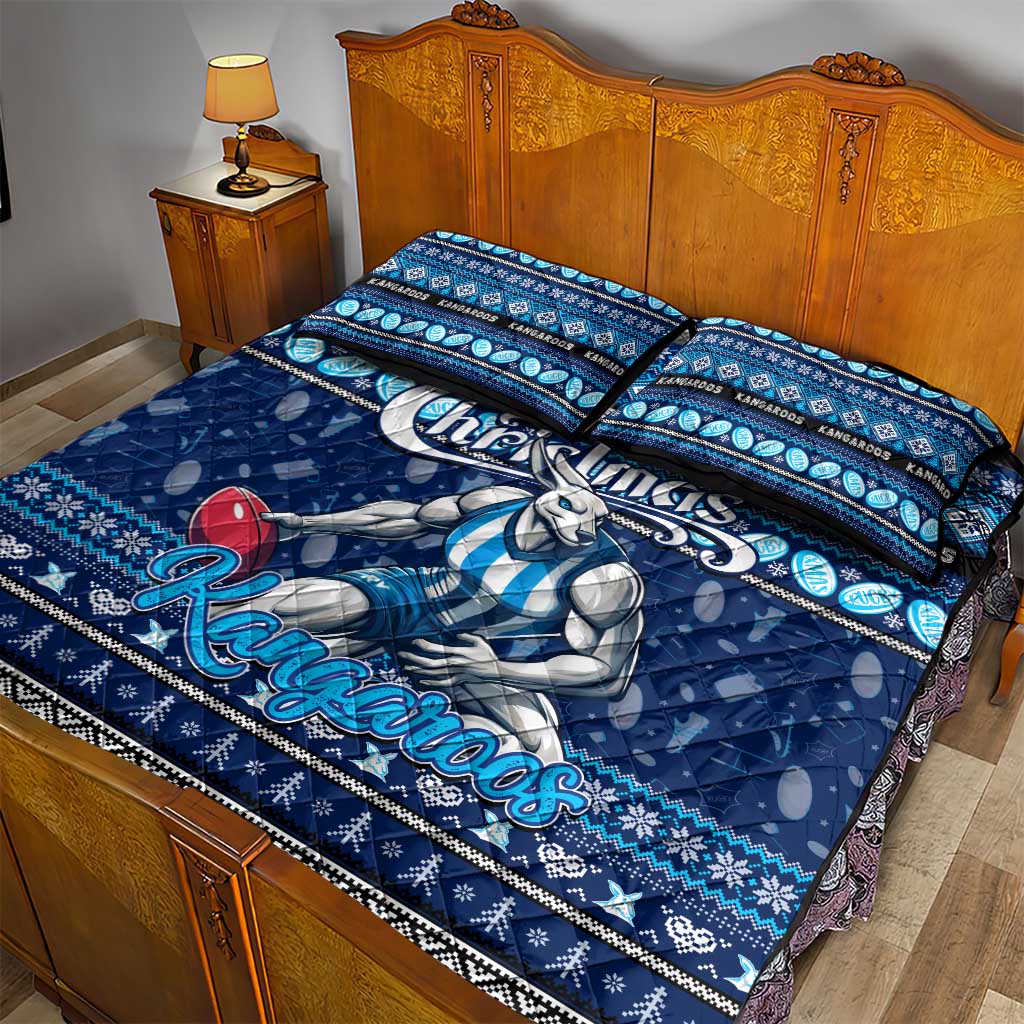 Kangaroos Football Xmas Quilt Bed Set Australia AFL Mascot