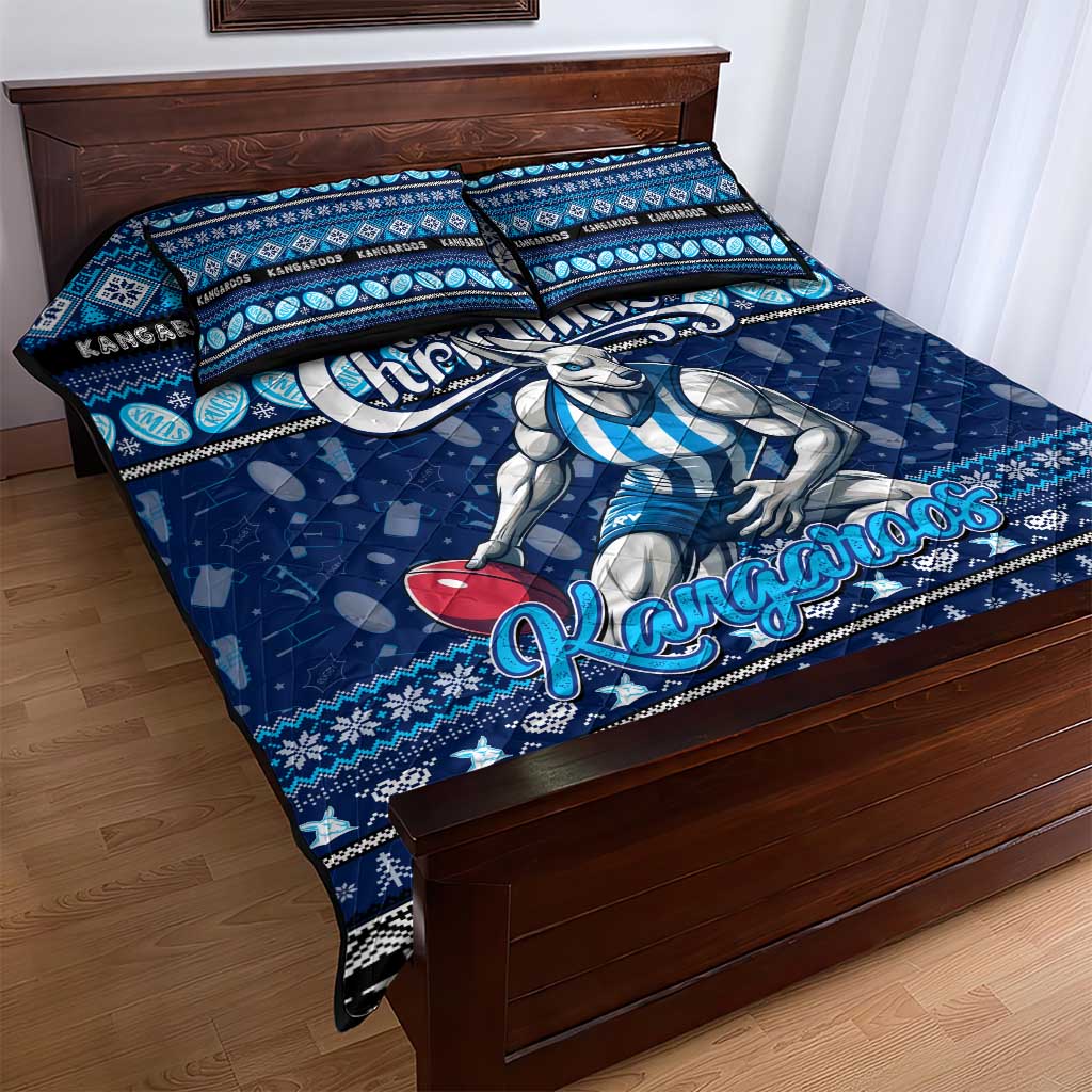 Kangaroos Football Xmas Quilt Bed Set Australia AFL Mascot