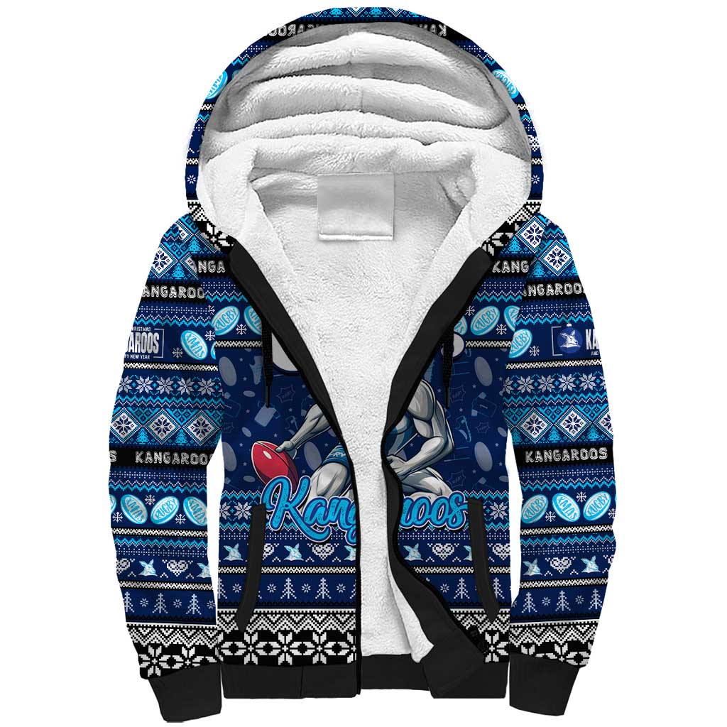 Personalized Kangaroos Rugby Xmas Sherpa Hoodie Australia AFL Mascot