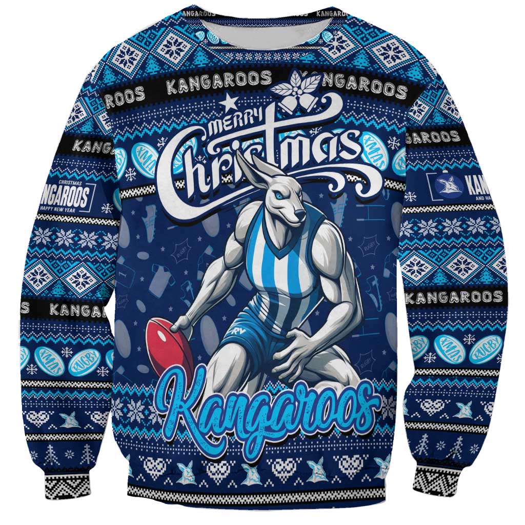 Personalized Kangaroos Rugby Xmas Sweatshirt Australia AFL Mascot