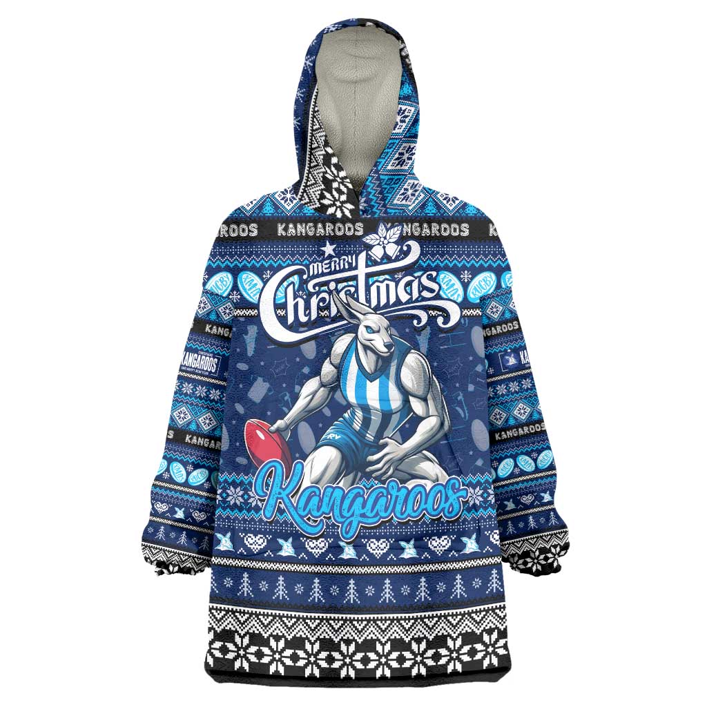 Personalized Kangaroos Rugby Xmas Wearable Blanket Hoodie Australia AFL Mascot