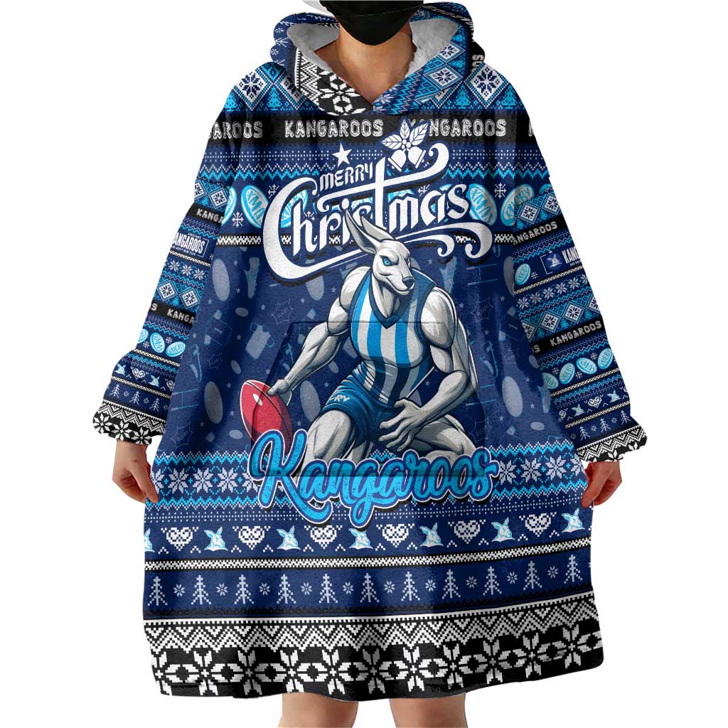 Personalized Kangaroos Rugby Xmas Wearable Blanket Hoodie Australia AFL Mascot