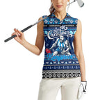 Personalized Kangaroos Rugby Xmas Women Sleeveless Polo Shirt Australia AFL Mascot