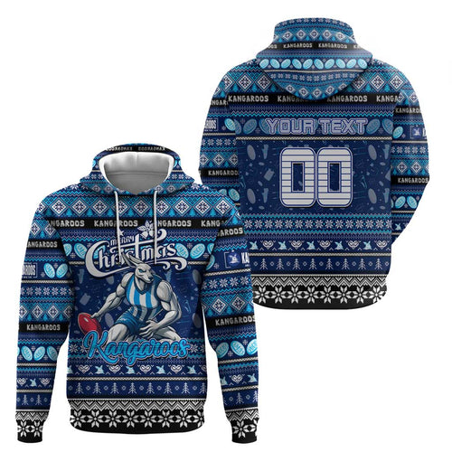 Personalized Kangaroos Rugby Xmas Zip Hoodie Australia AFL Mascot