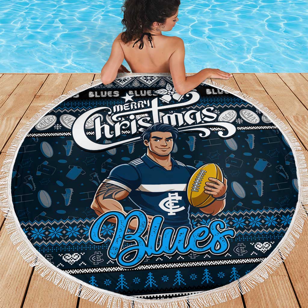 Blues Football Xmas Beach Blanket Australia AFL Mascot