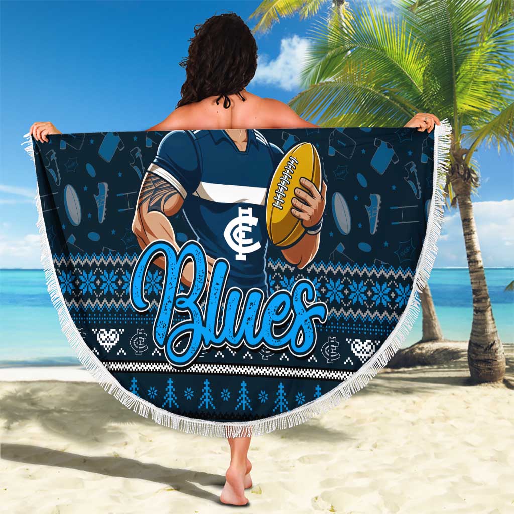 Blues Football Xmas Beach Blanket Australia AFL Mascot