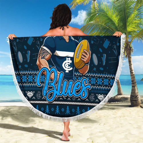 Blues Football Xmas Beach Blanket Australia AFL Mascot