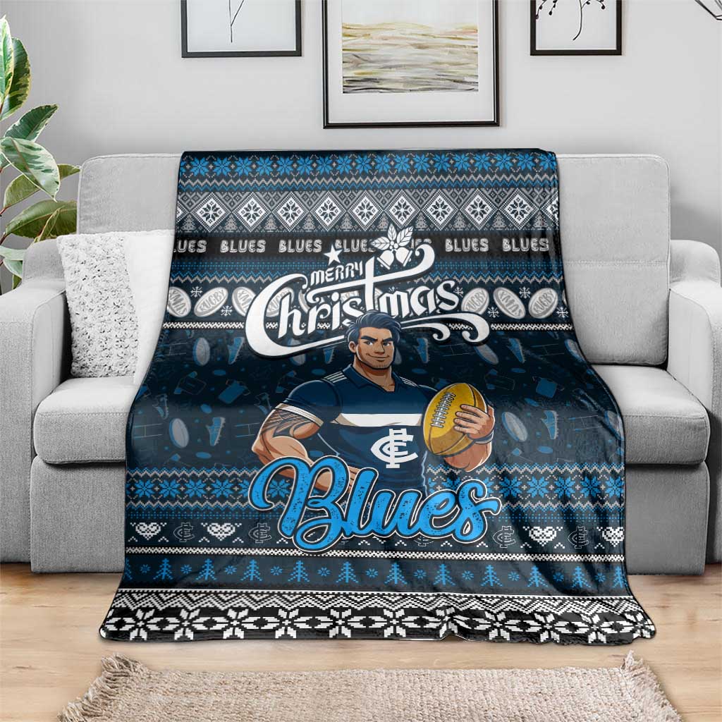 Blues Football Xmas Blanket Australia AFL Mascot