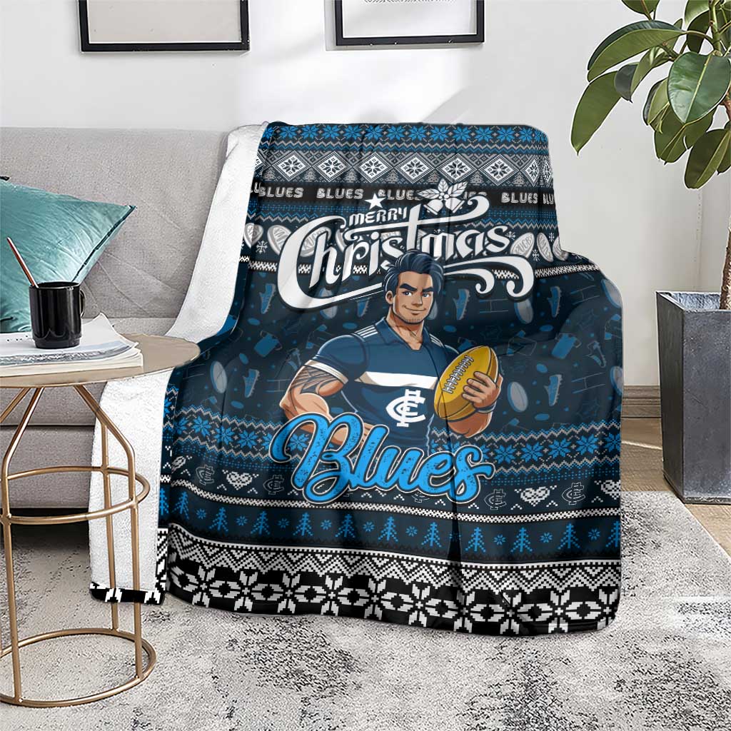 Blues Football Xmas Blanket Australia AFL Mascot