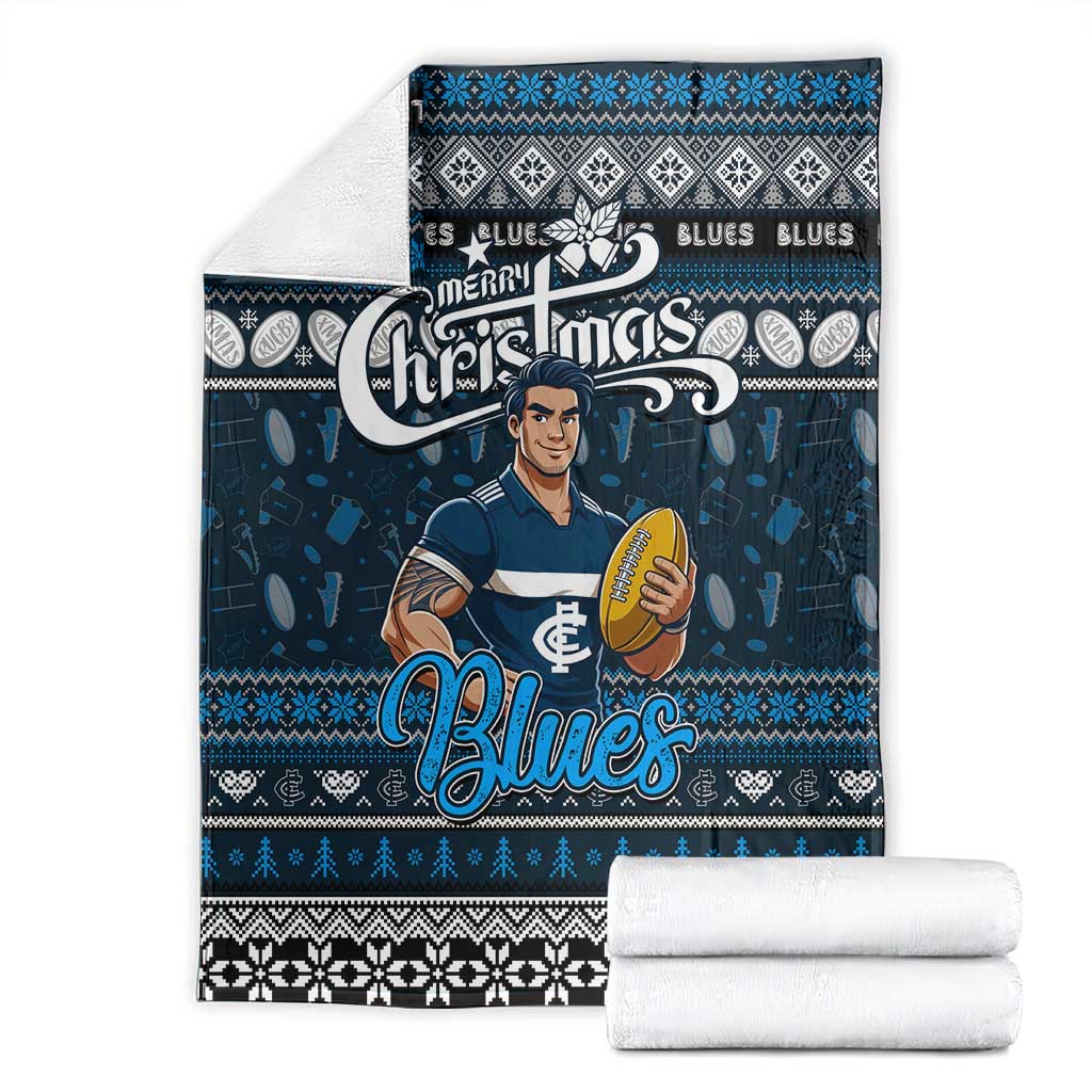 Blues Football Xmas Blanket Australia AFL Mascot