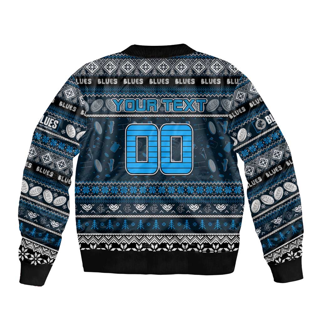 Personalized Blues Rugby Xmas Bomber Jacket Australia AFL Mascot