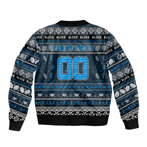 Personalized Blues Rugby Xmas Bomber Jacket Australia AFL Mascot