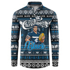 Personalized Blues Rugby Xmas Button Sweatshirt Australia AFL Mascot