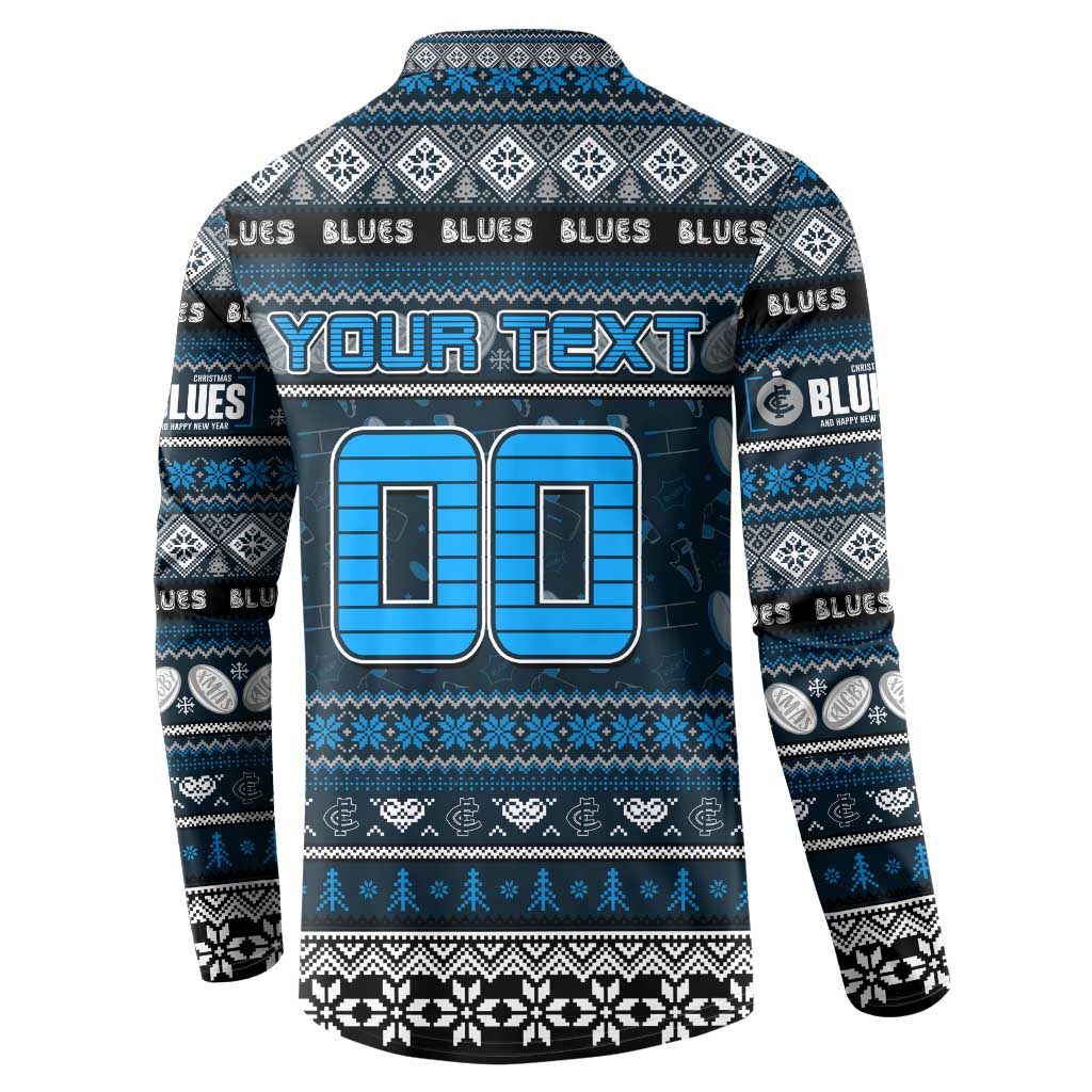 Personalized Blues Rugby Xmas Button Sweatshirt Australia AFL Mascot