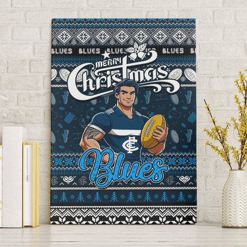 Blues Football Xmas Canvas Wall Art Australia AFL Mascot