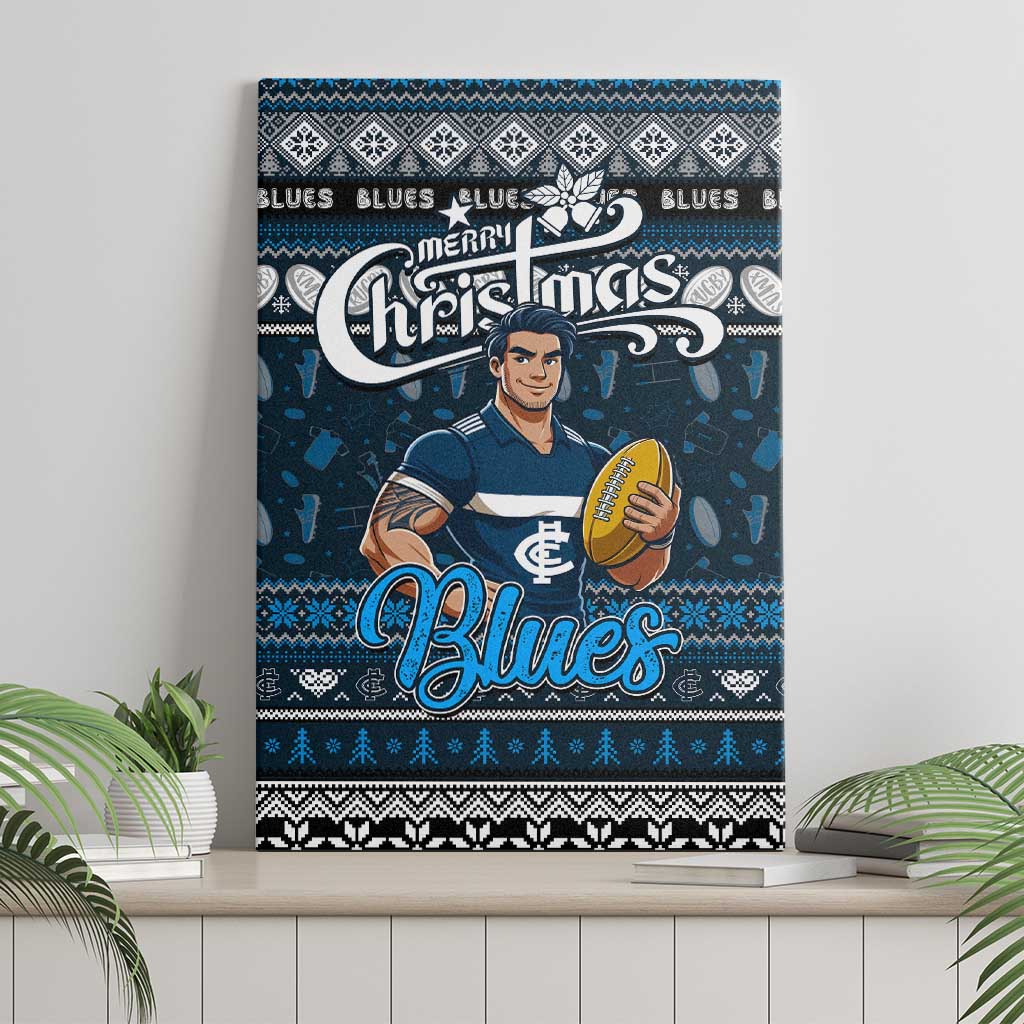 Blues Football Xmas Canvas Wall Art Australia AFL Mascot