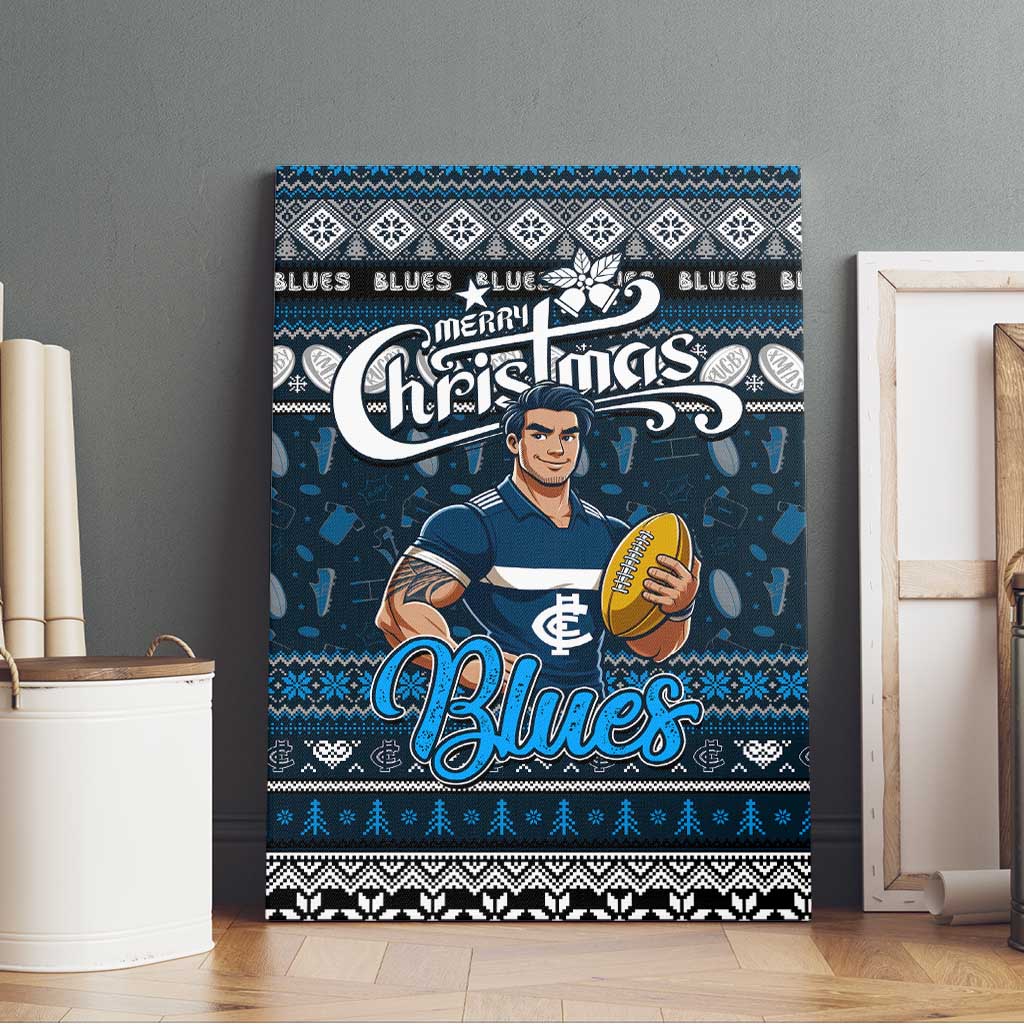Blues Football Xmas Canvas Wall Art Australia AFL Mascot