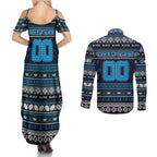 Personalized Blues Rugby Xmas Couples Matching Summer Maxi Dress and Long Sleeve Button Shirt Australia AFL Mascot