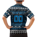Personalized Blues Rugby Xmas Family Matching Mermaid Dress and Hawaiian Shirt Australia AFL Mascot