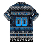 Personalized Blues Rugby Xmas Family Matching Mermaid Dress and Hawaiian Shirt Australia AFL Mascot
