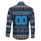 Personalized Blues Rugby Xmas Family Matching Mermaid Dress and Hawaiian Shirt Australia AFL Mascot
