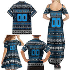 Personalized Blues Rugby Xmas Family Matching Summer Maxi Dress and Hawaiian Shirt Australia AFL Mascot