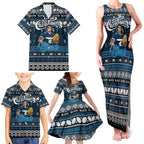 Personalized Blues Rugby Xmas Family Matching Tank Maxi Dress and Hawaiian Shirt Australia AFL Mascot