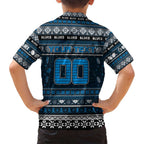 Personalized Blues Rugby Xmas Family Matching Tank Maxi Dress and Hawaiian Shirt Australia AFL Mascot