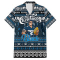 Personalized Blues Rugby Xmas Family Matching Tank Maxi Dress and Hawaiian Shirt Australia AFL Mascot