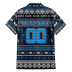 Personalized Blues Rugby Xmas Family Matching Tank Maxi Dress and Hawaiian Shirt Australia AFL Mascot