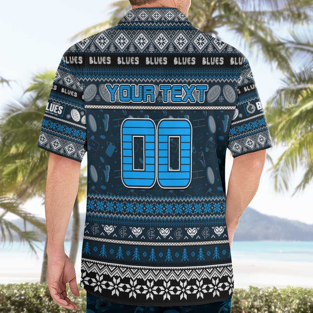 Personalized Blues Rugby Xmas Hawaiian Shirt Australia AFL Mascot