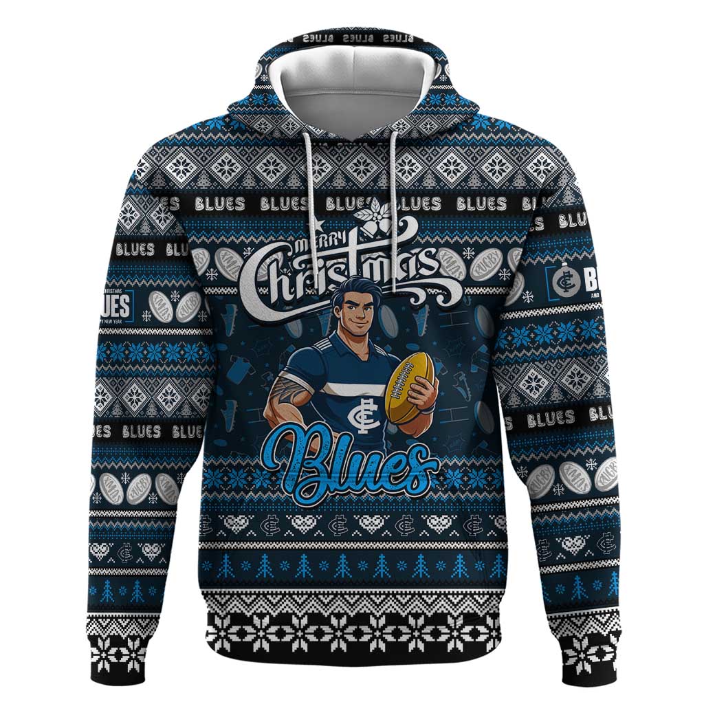 Personalized Blues Rugby Xmas Hoodie Australia AFL Mascot
