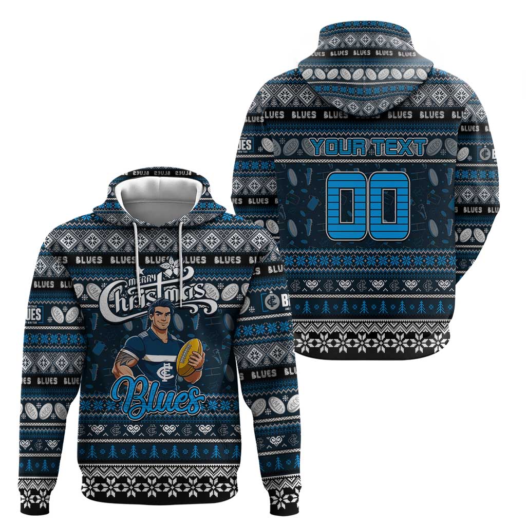 Personalized Blues Rugby Xmas Hoodie Australia AFL Mascot