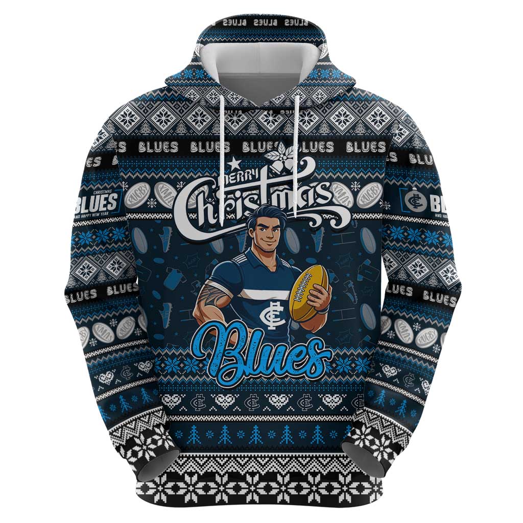 Personalized Blues Rugby Xmas Hoodie Australia AFL Mascot