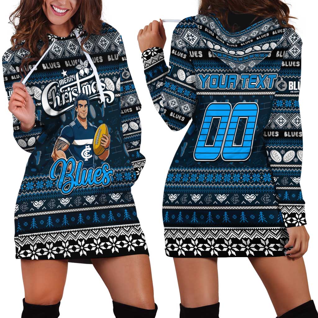 Personalized Blues Rugby Xmas Hoodie Dress Australia AFL Mascot