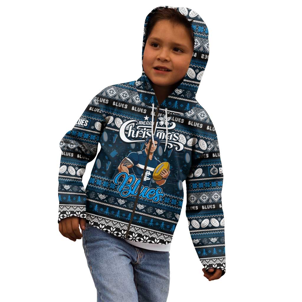 Personalized Blues Rugby Xmas Kid Hoodie Australia AFL Mascot