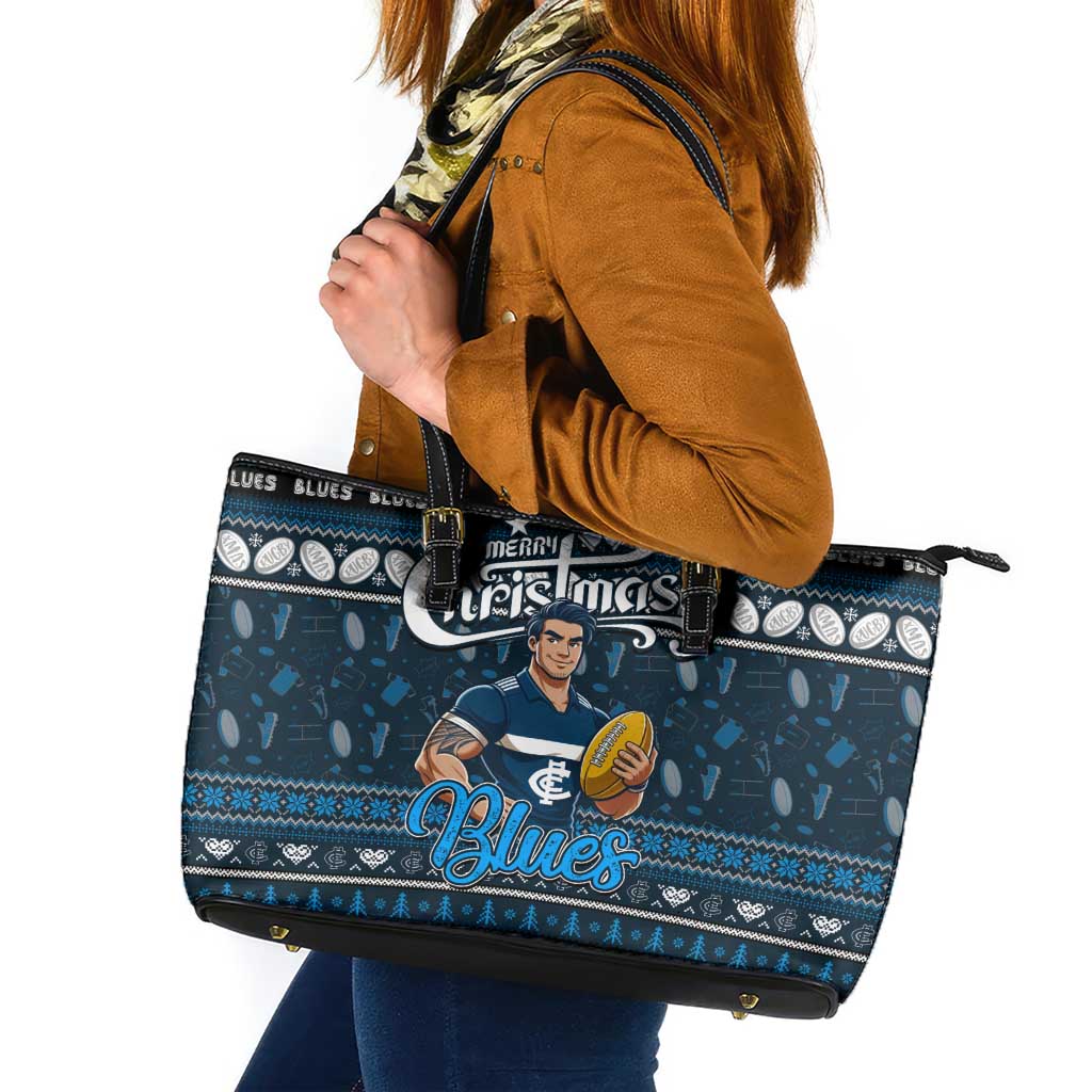 Blues Football Xmas Leather Tote Bag Australia AFL Mascot