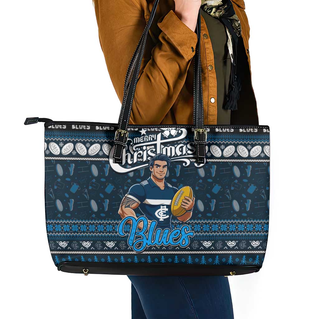 Blues Football Xmas Leather Tote Bag Australia AFL Mascot