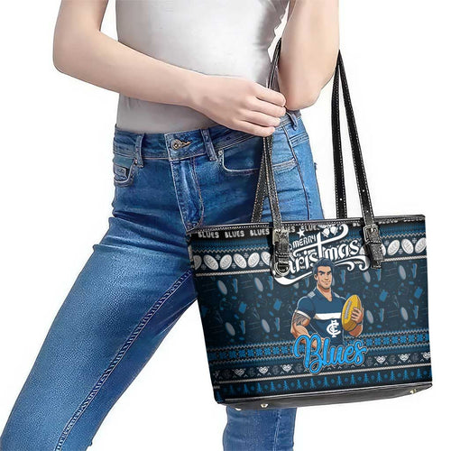 Blues Football Xmas Leather Tote Bag Australia AFL Mascot
