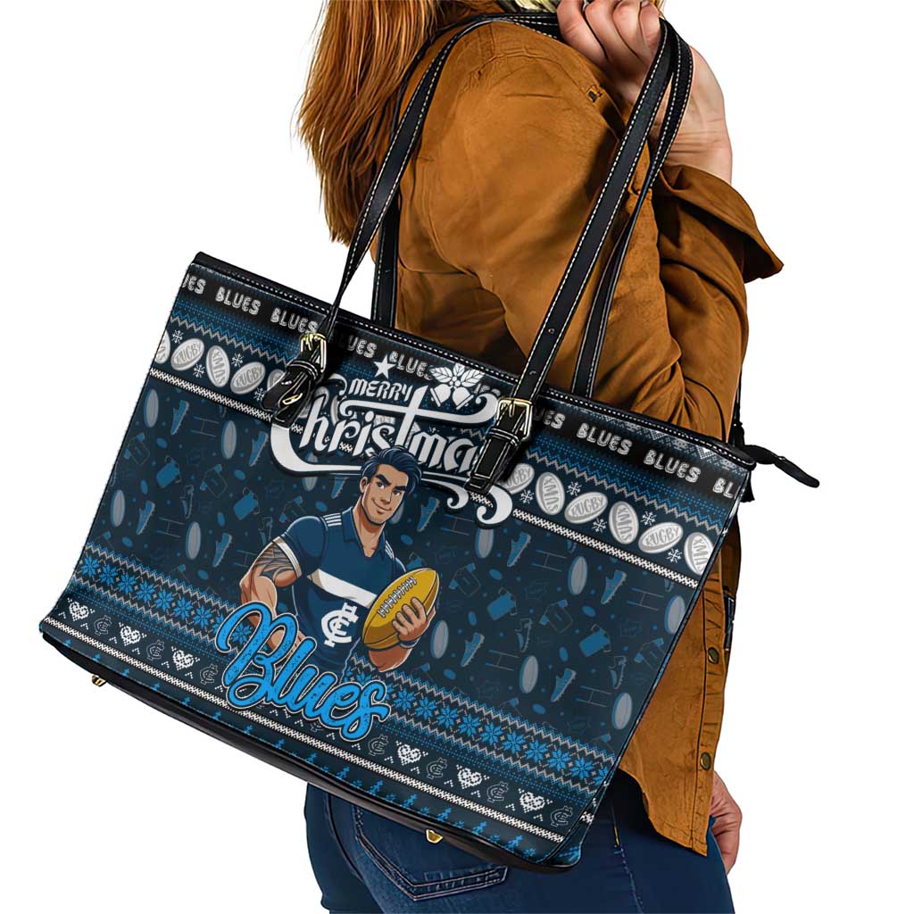 Blues Football Xmas Leather Tote Bag Australia AFL Mascot