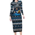 Personalized Blues Rugby Xmas Long Sleeve Bodycon Dress Australia AFL Mascot