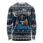 Personalized Blues Rugby Xmas Long Sleeve Shirt Australia AFL Mascot