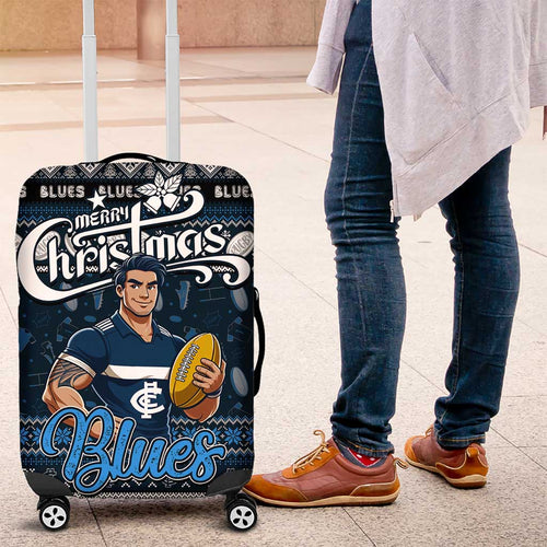 Blues Football Xmas Luggage Cover Australia AFL Mascot